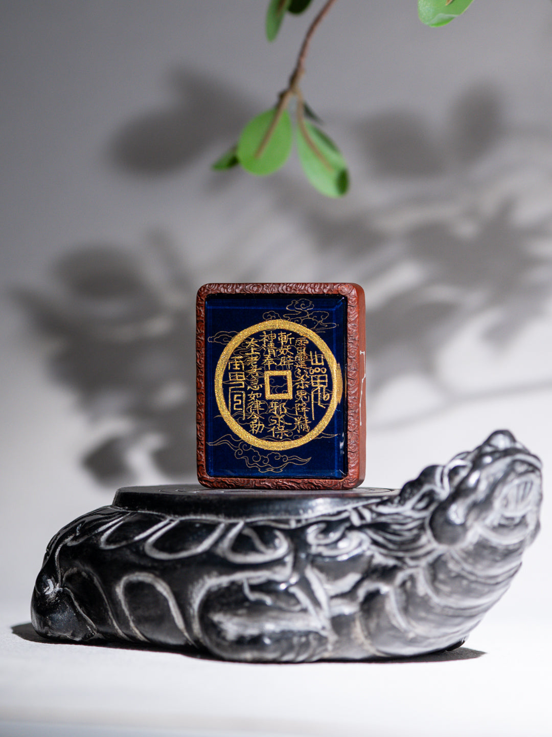 Hand-painted Mountain Spirit Talisman Coin + Bagua Jujube Wood Pendant Draw cards