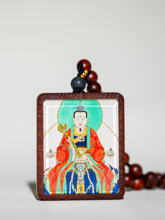 Hand-painted Pointillism Wenxiang Lei Ancestor Jujube Wood Pendant Draw cards