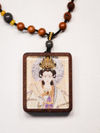 手绘点彩 九尾娘娘 枣木外壳 吊坠唐卡