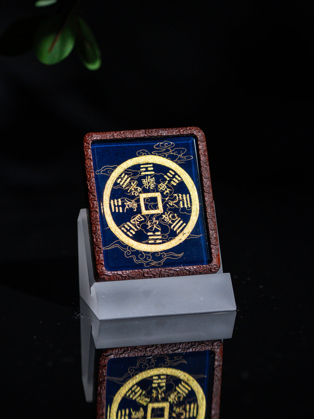 Hand-painted Mountain Spirit Talisman Coin + Bagua Jujube Wood Pendant Draw cards