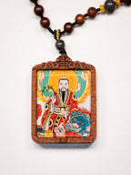 纯手绘 太乙救苦天尊枣木外壳吊坠唐卡