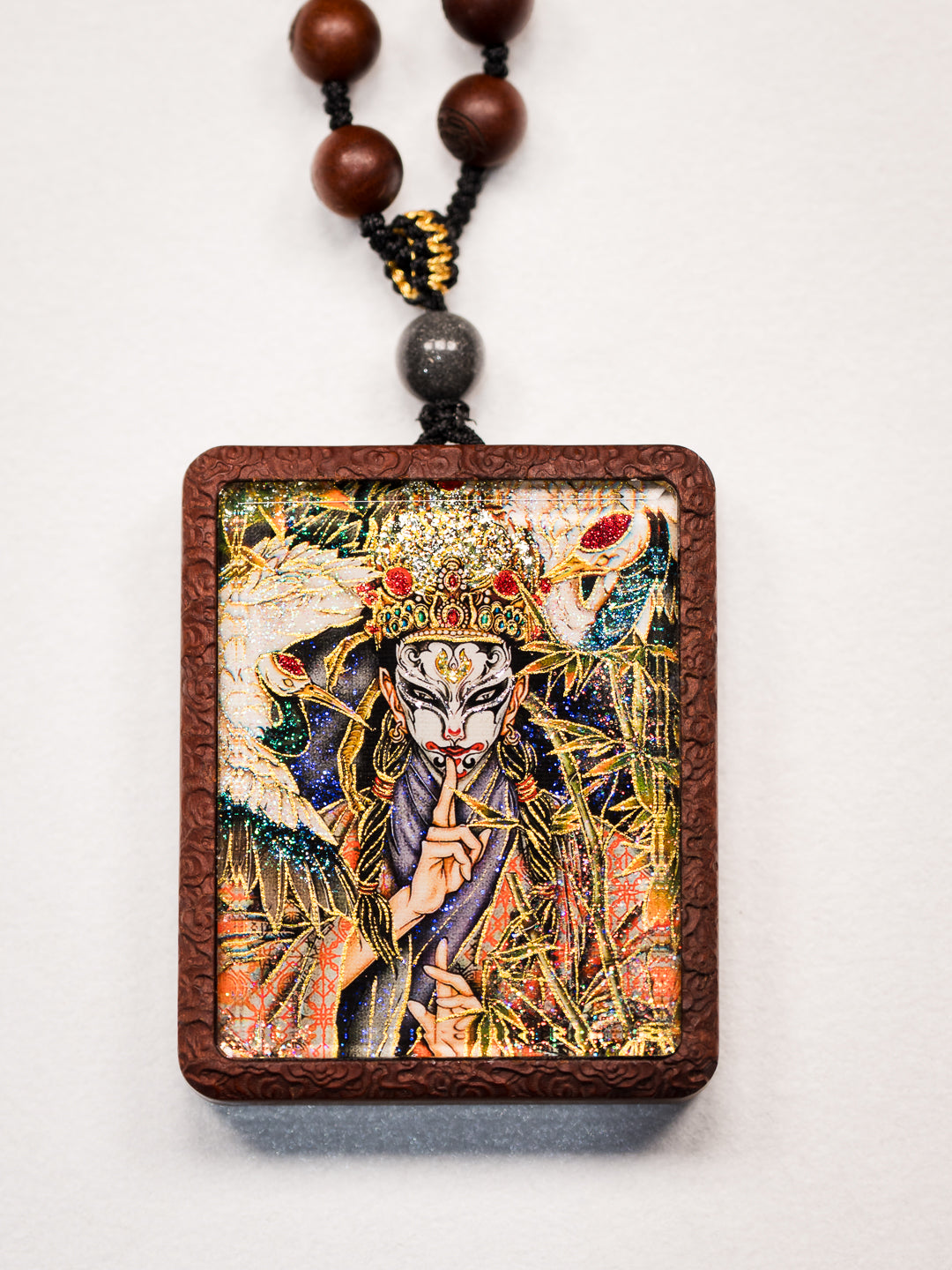 白鹤童子半手绘吊坠