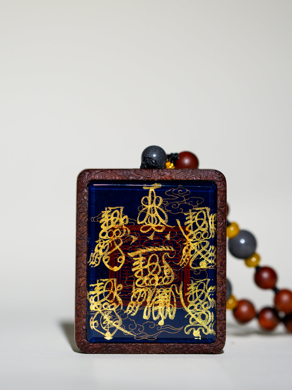 纯手绘 五雷f+五路f枣木外壳 吊坠唐卡