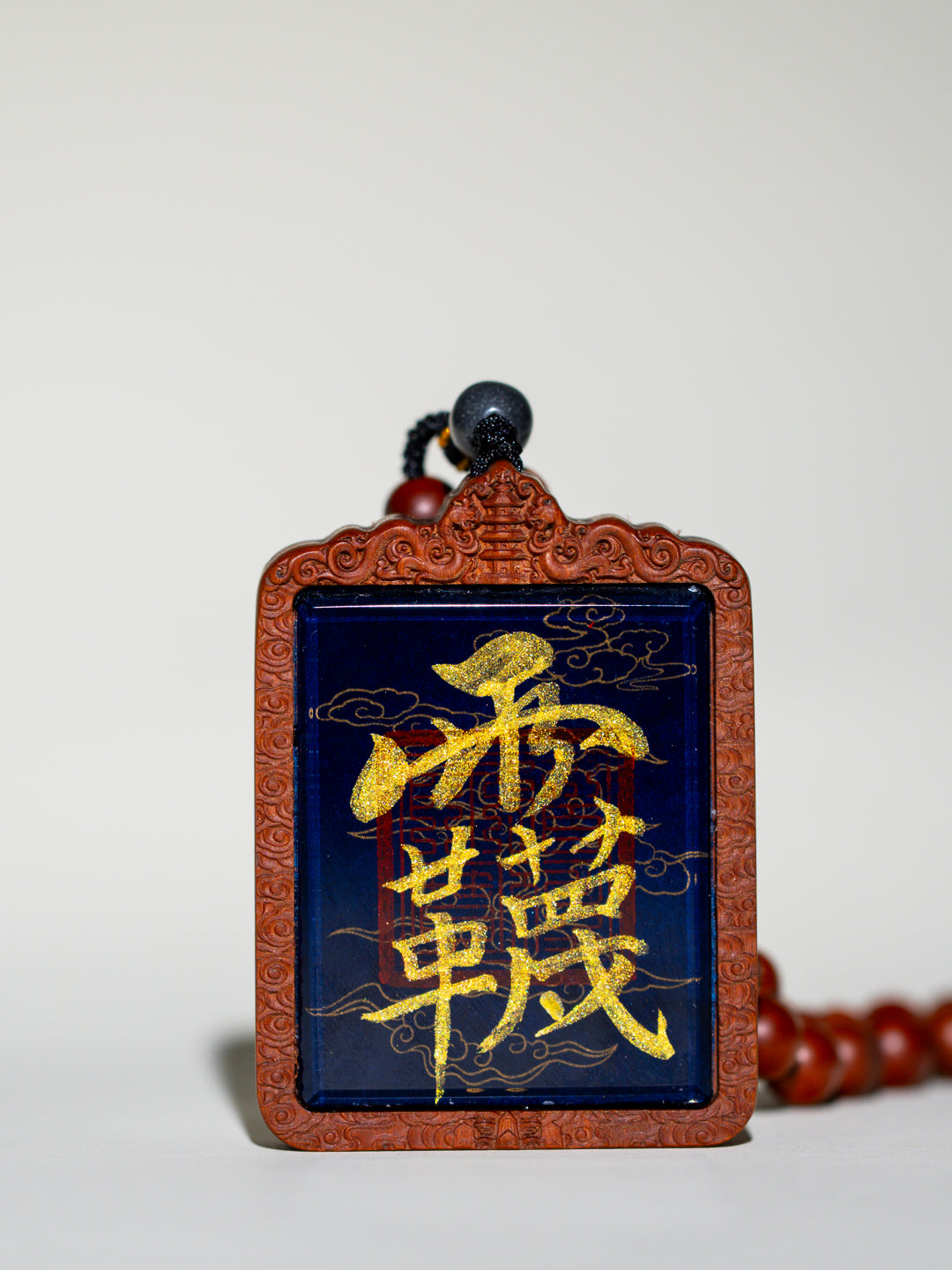 纯手绘（永乐宫）西王母娘娘枣木壳吊坠唐卡