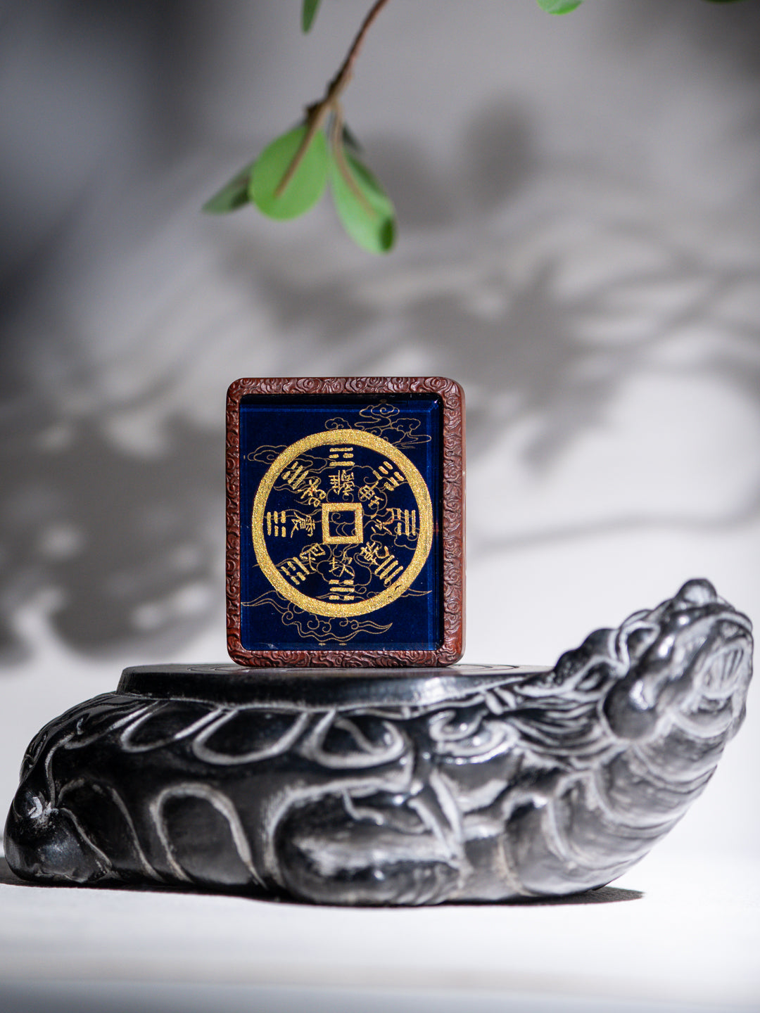 Hand-painted Mountain Spirit Talisman Coin + Bagua Jujube Wood Pendant Draw cards