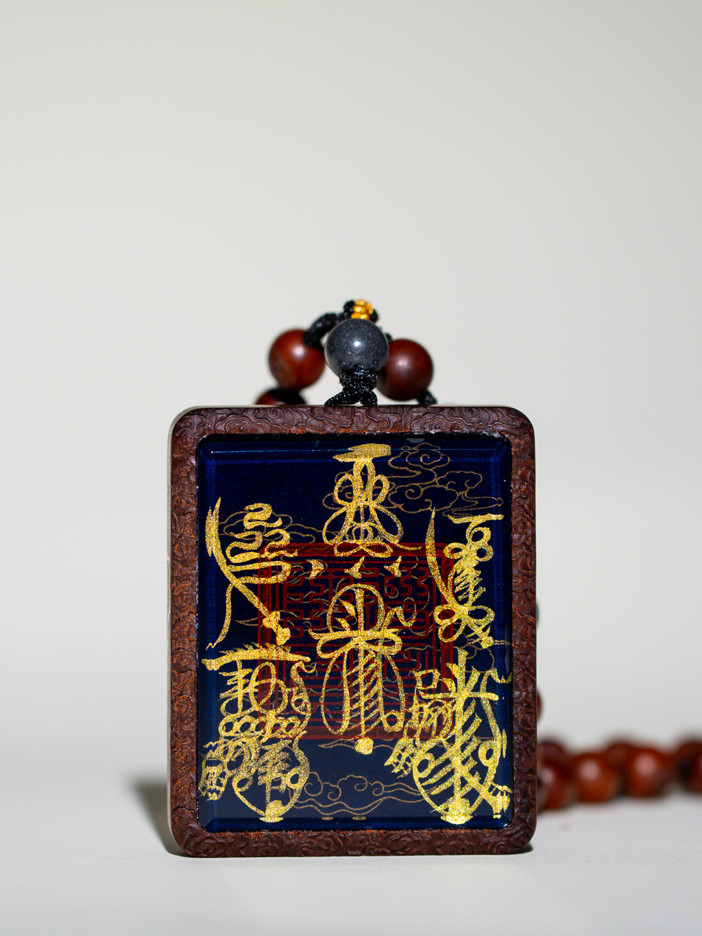 纯手绘 五雷f+五路f枣木外壳 吊坠唐卡