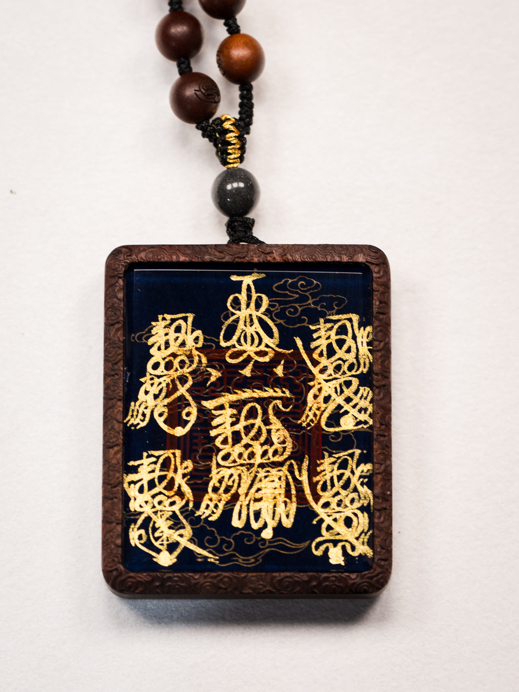 纯手绘 五雷f+五路f枣木外壳 吊坠唐卡