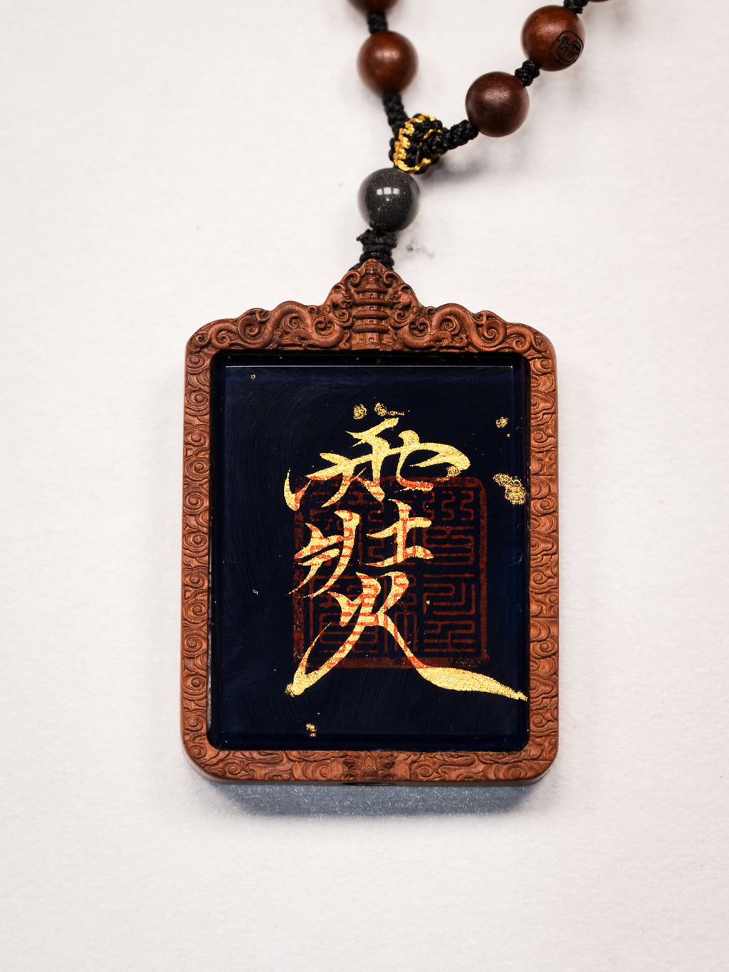 纯手绘 天蓬元帅 枣木外壳 吊坠唐卡