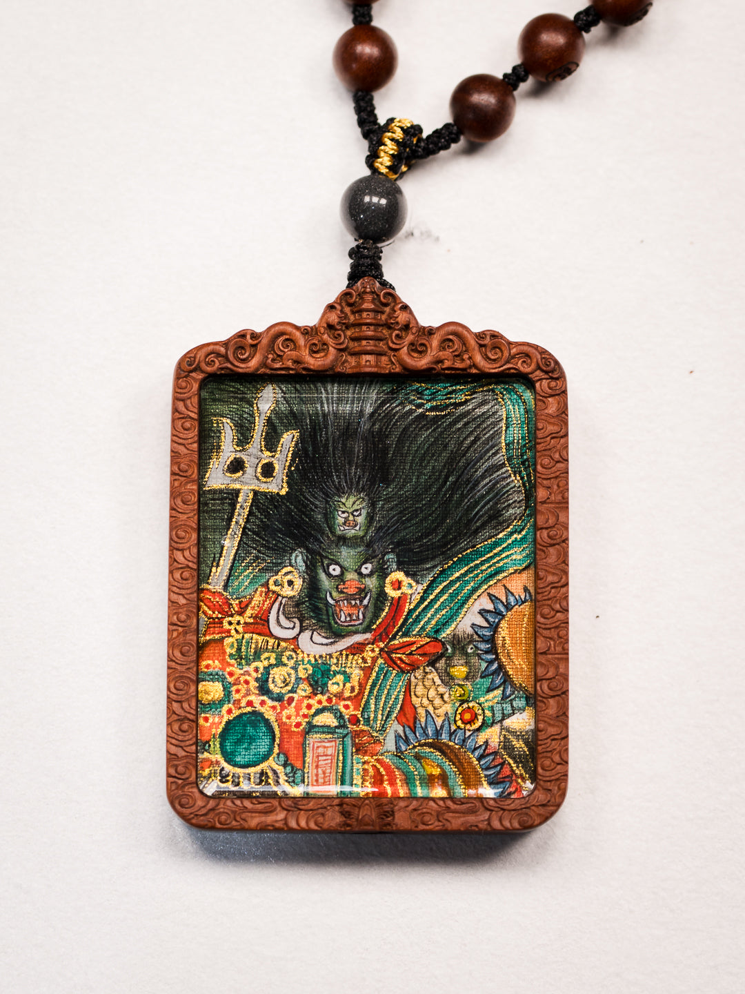 纯手绘 天蓬元帅 枣木外壳 吊坠唐卡