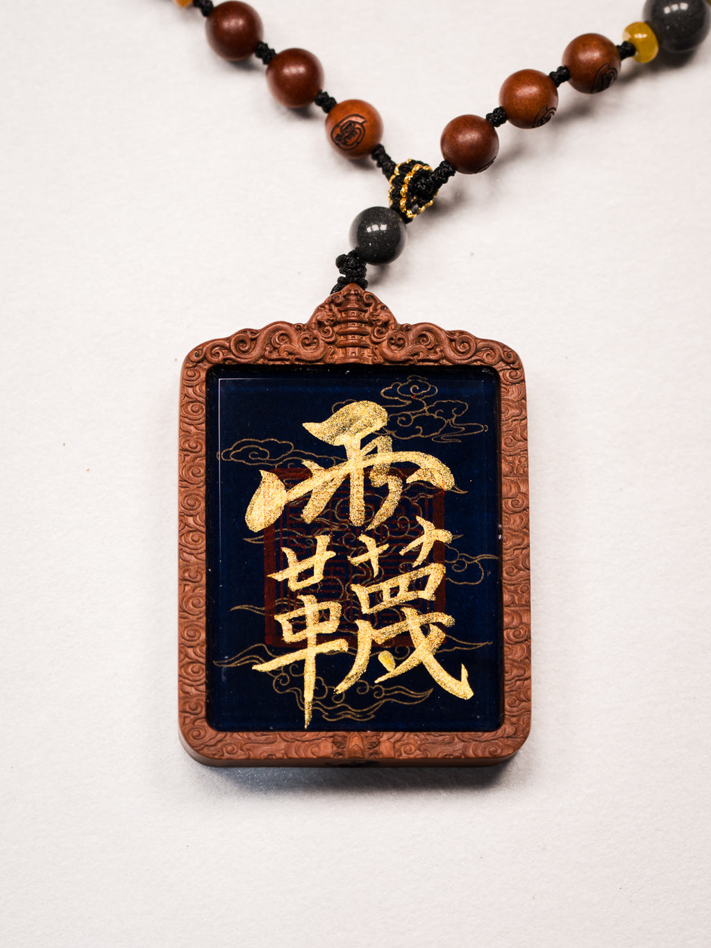 纯手绘（永乐宫）西王母娘娘枣木壳吊坠唐卡