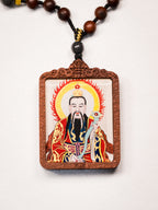 纯手绘 上清灵宝天尊枣木外壳吊坠唐卡