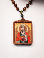 纯手绘 文相雷祖 枣木外壳 吊坠唐卡