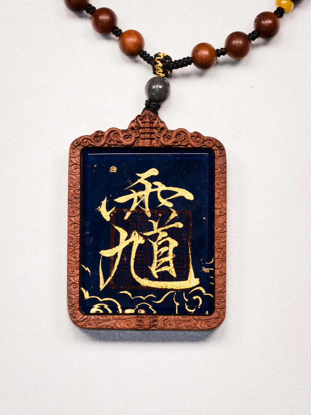 纯手绘 判官钟馗 枣木外壳吊坠唐卡