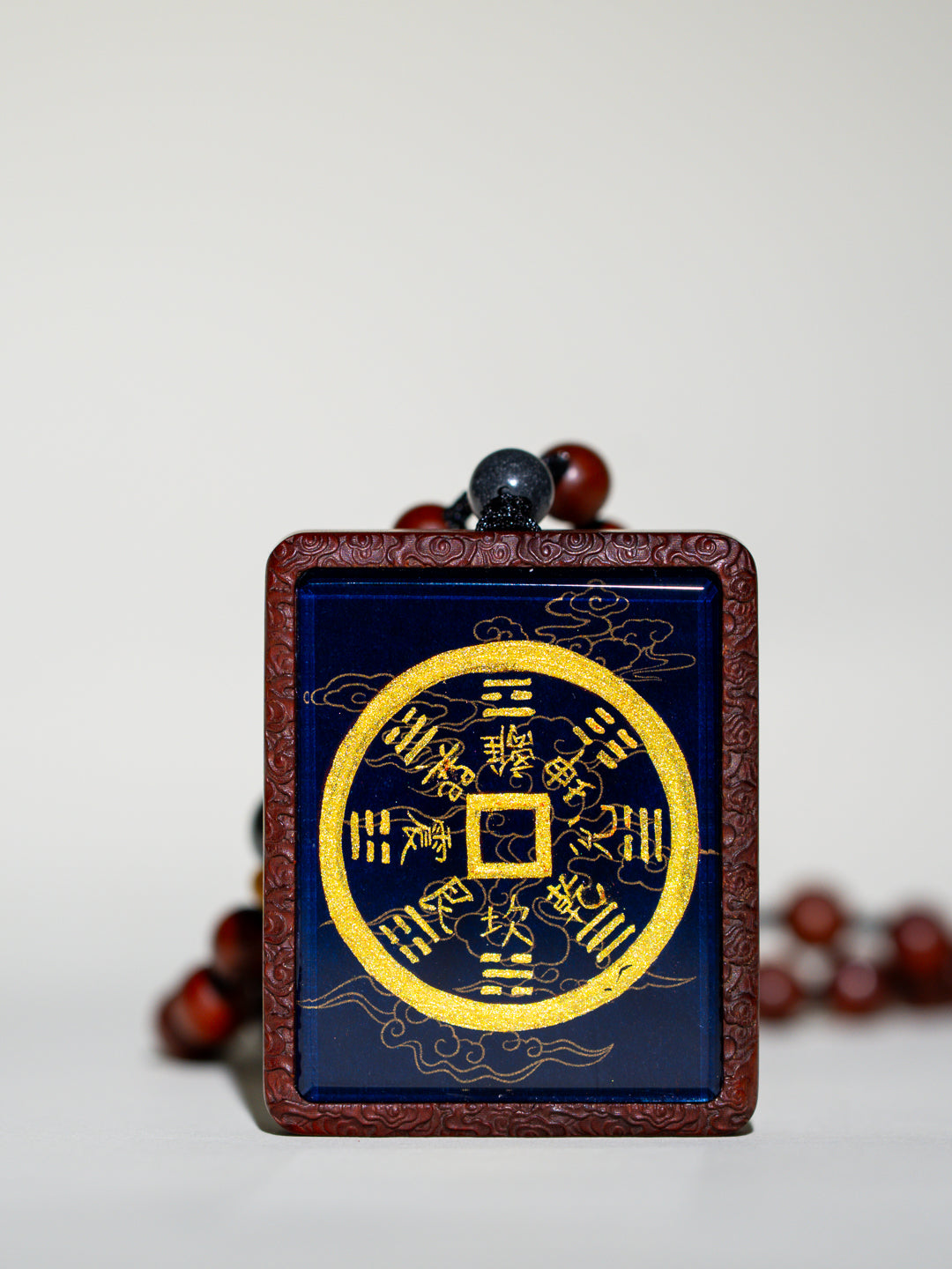 Hand-painted Mountain Spirit Talisman Coin + Bagua Jujube Wood Pendant Draw cards