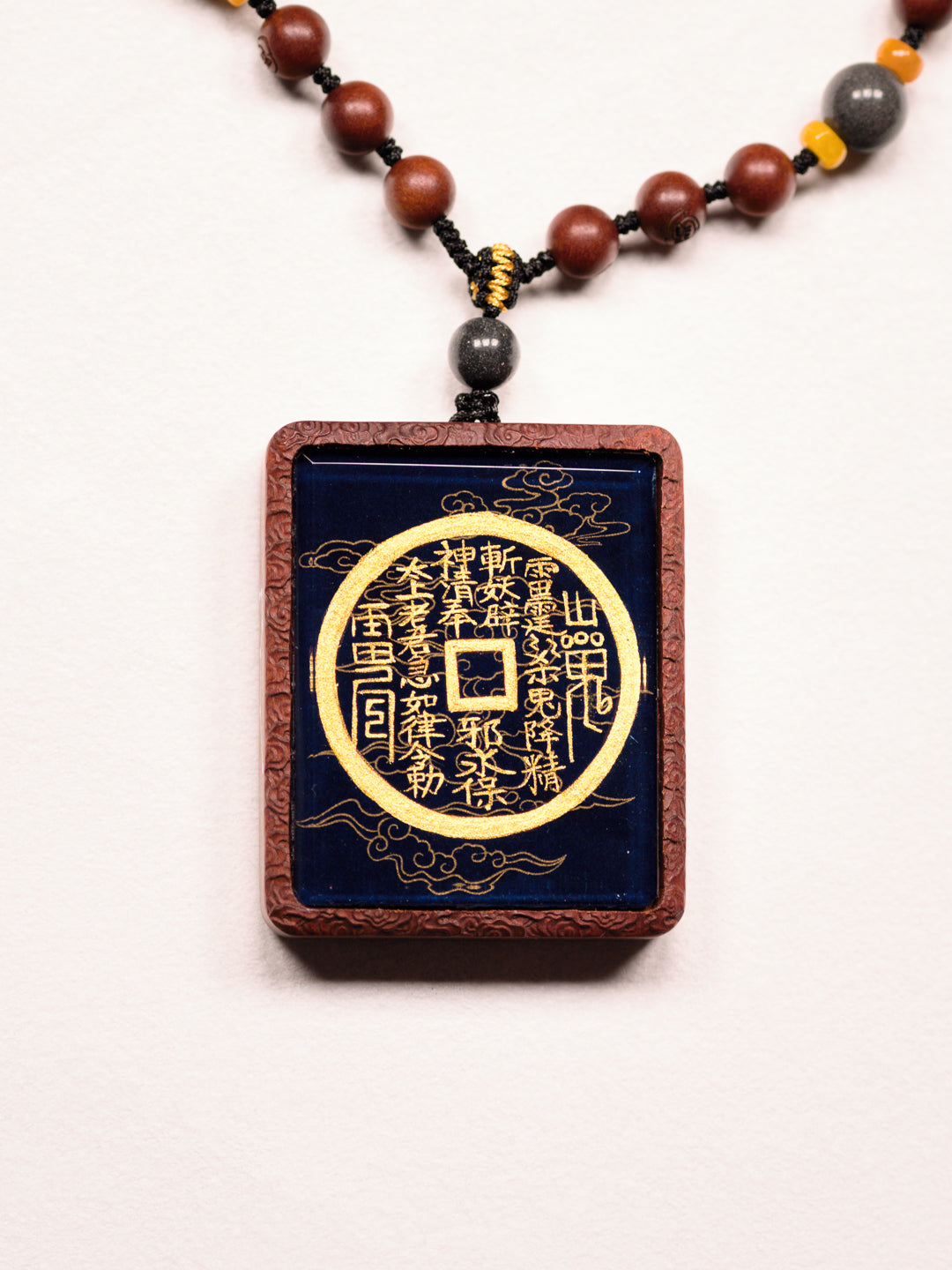 Hand-painted Mountain Spirit Talisman Coin + Bagua Jujube Wood Pendant Draw cards