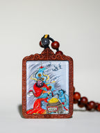 纯手绘 判官钟馗 枣木外壳吊坠唐卡