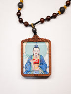 纯手绘 太乙救苦天尊枣木外壳吊坠唐卡