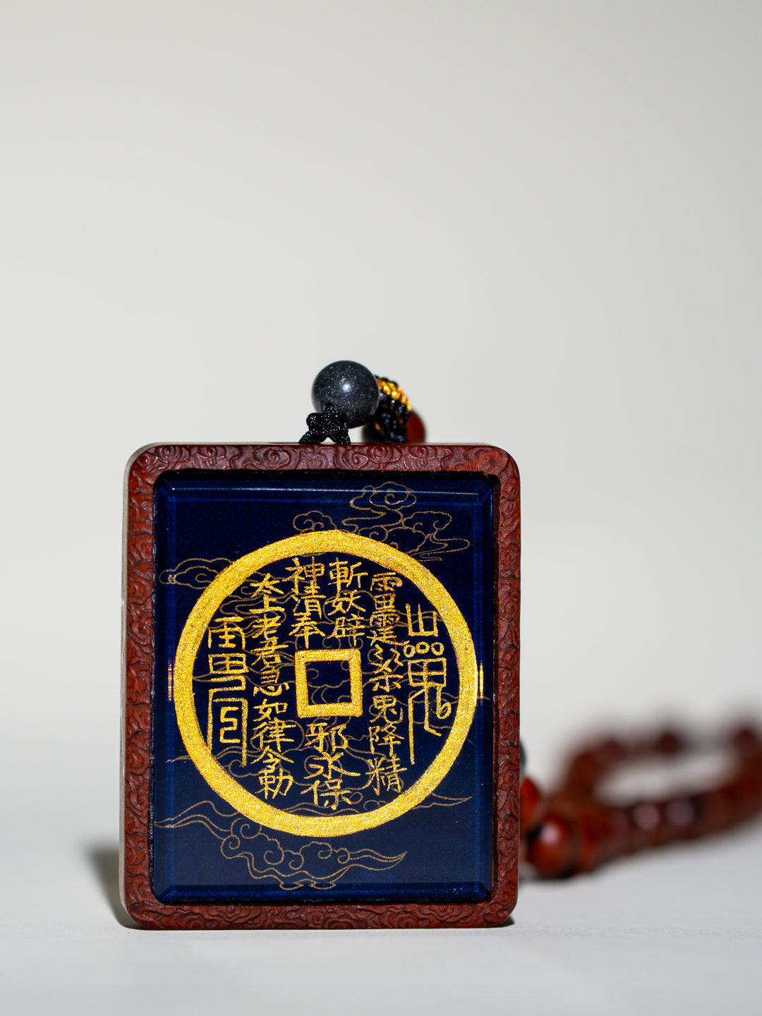 Hand-painted Mountain Spirit Talisman Coin + Bagua Jujube Wood Pendant Draw cards