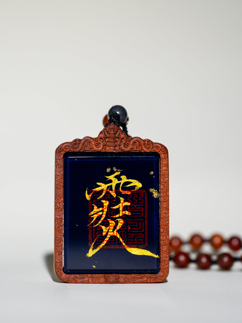 纯手绘 天蓬元帅 枣木外壳 吊坠唐卡