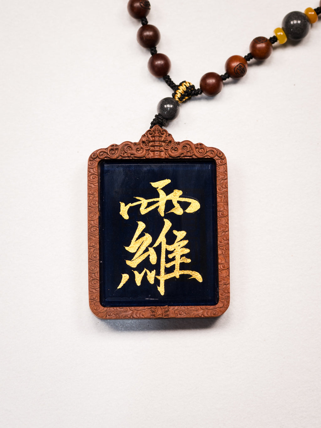 纯手绘 太乙救苦天尊枣木外壳吊坠唐卡