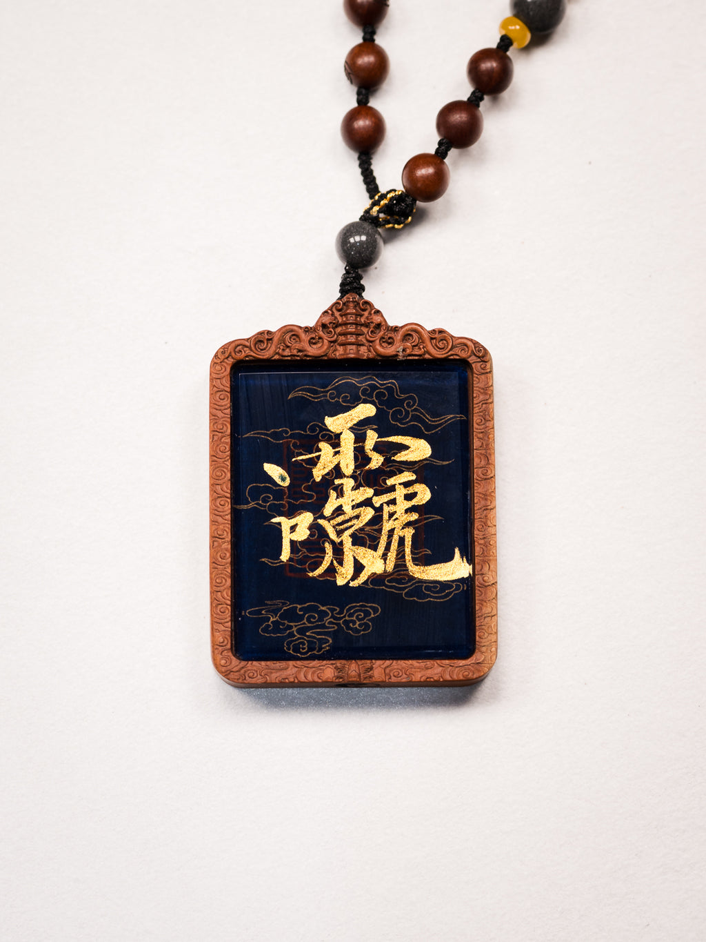 纯手绘 武相雷祖 枣木外壳 吊坠唐卡