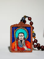 纯手绘 武相雷祖 枣木外壳 吊坠唐卡