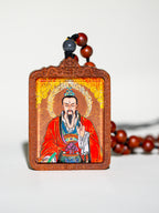 纯手绘 文相雷祖 枣木外壳 吊坠唐卡