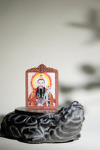 纯手绘 上清灵宝天尊枣木外壳吊坠唐卡