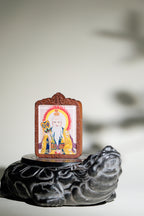 纯手绘 太清太上老君枣木外壳吊坠唐卡